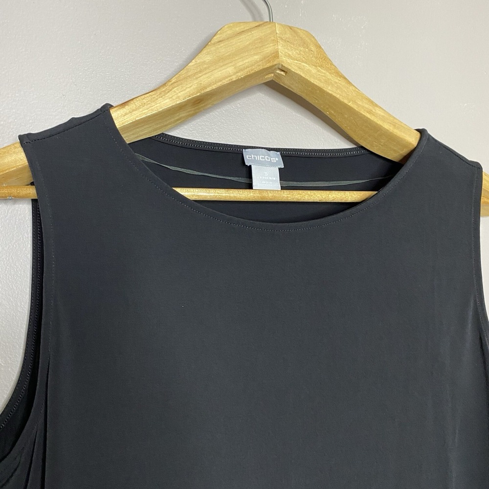 Chico's Round‎ Front Hem Black Tank Top Women Size 3=XL - Picture 3 of 14